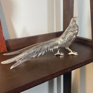 Metallic Bird Sculpture 11ʺ Decorative Accent Modern Minimalist Shelf Decor